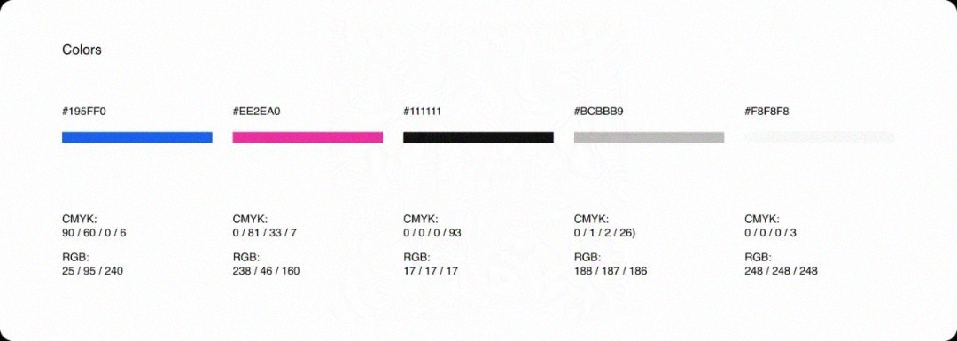 色卡规范页，列出各支颜色的 CMYK、RGB 与潘通色号